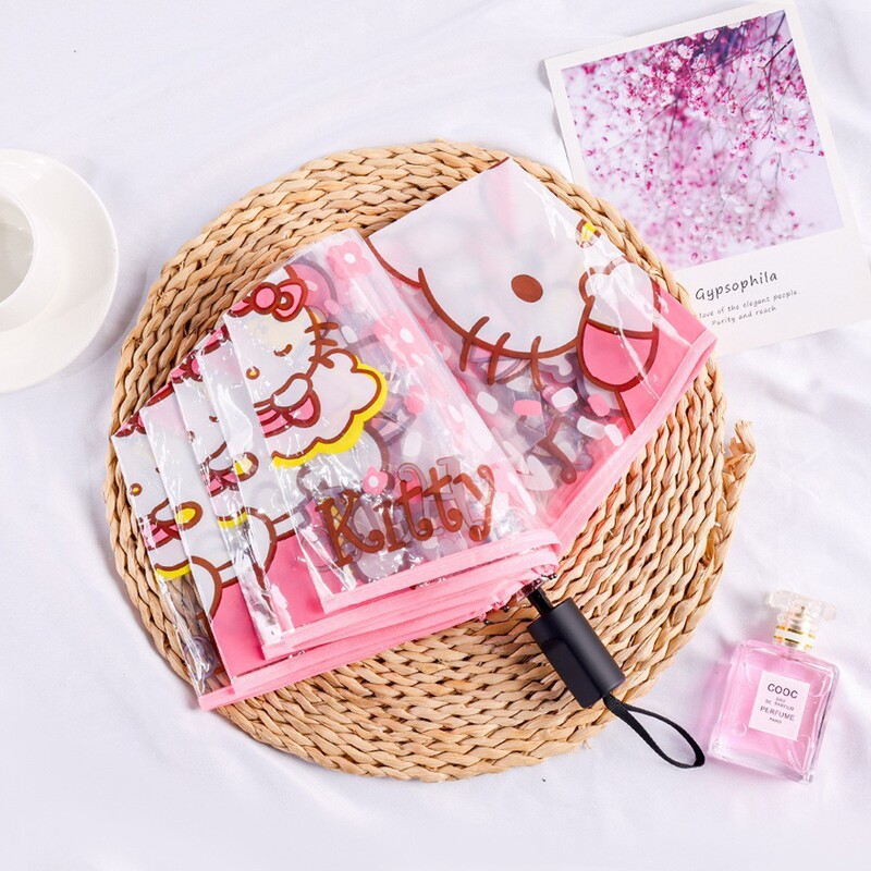 Internet Celebrity Style Cartoon Series Transparent Umbrella for Children and Adults 70% off Fully Automatic Folding Cartoon Umbrella for Girls Wholesale