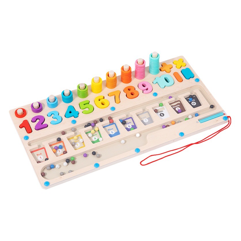 CE CPC madera multifuncional tablero logarítmico laberinto caminar digital forma figura de la fruta pesca cognitiva juguete