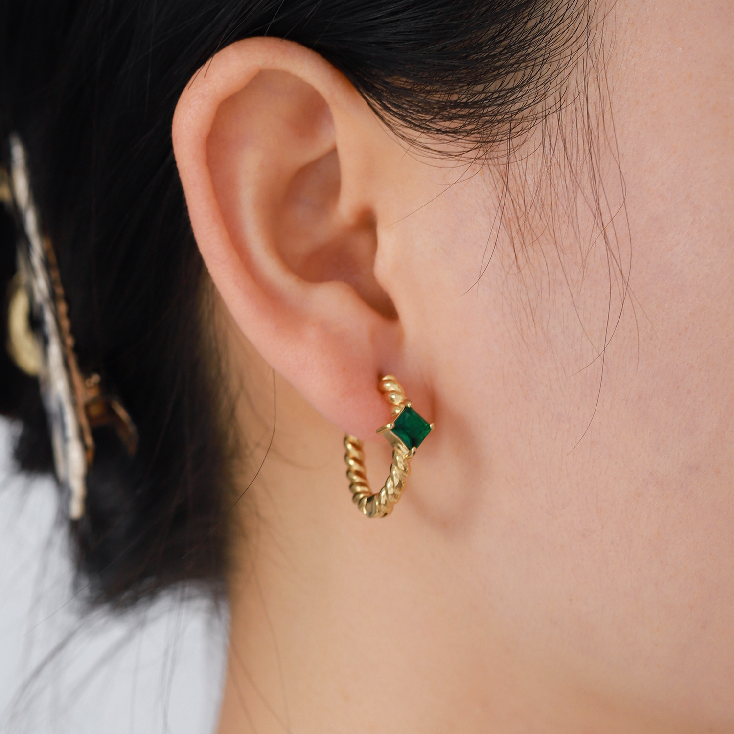 Fashion Stainless Steel Geometric Pattern Earrings Daily Electroplating Zircon Stainless Steel Earri