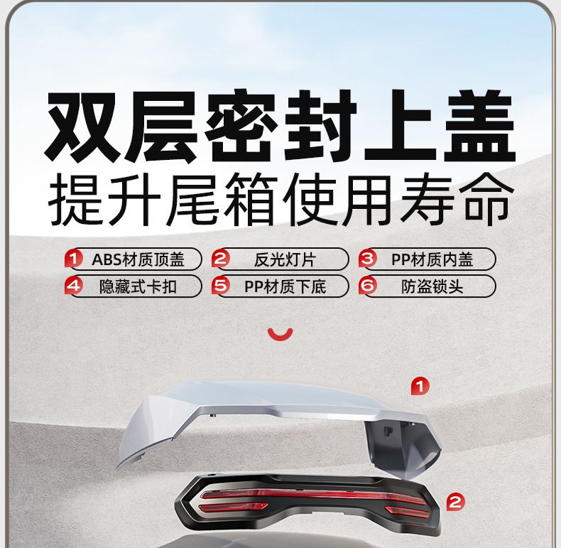 Suitable for Electric Vehicle Motorcycle Trunk Large Capacity Waterproof Wear-Resistant Durable Anti-Fall Electric Vehicle Storage Trunk