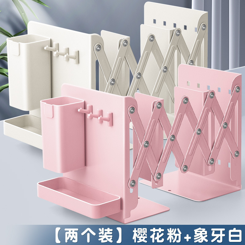 Libro, libro, soporte de libro, bolígrafo de libro, estante de almacenamiento fijo, estante de libro con superficie de escritorio, espesación y metal de libro telescópico