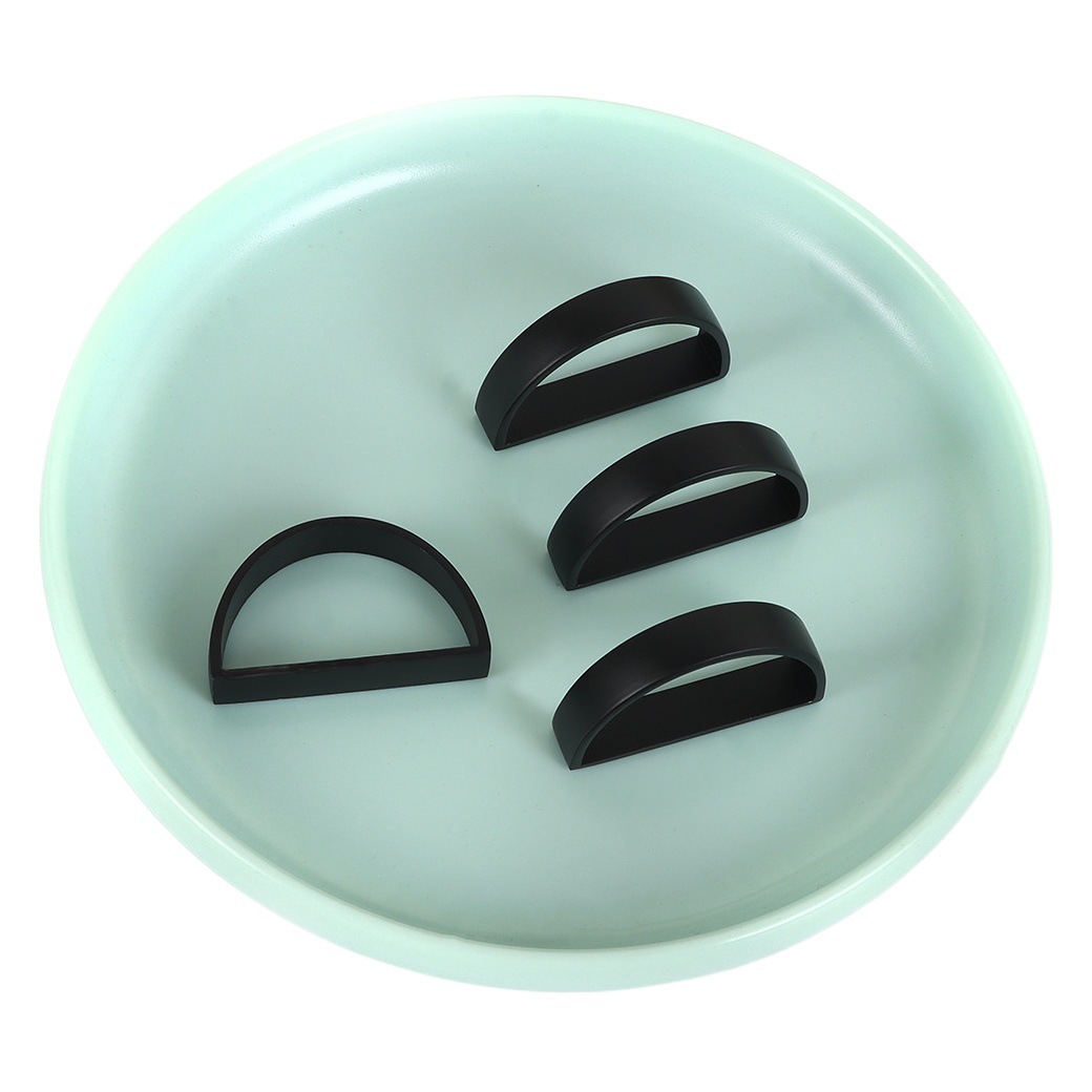 Estilo occidental simple en forma de D negro servilleta anillo metal geométrico servilleta hebilla boca paño anillo hotel restaurante occidental decoración mesa