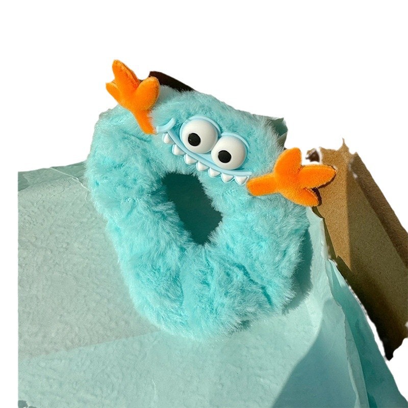 Super lindo pequeño monstruo peluche intestino grueso anillo de cabello cuerda de cabeza chica otoño invierno extraño viento atado cabello cuerda lindos niños correa de goma