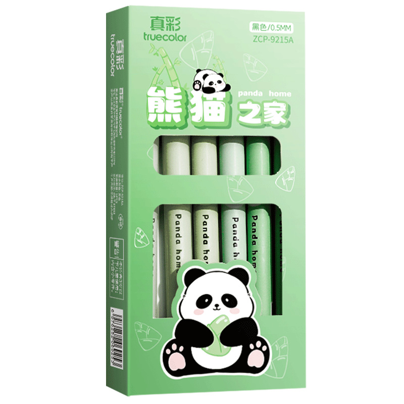 Color verdadero panda tipo líquido directo bolígrafo bolígrafo neutro bolígrafo de firma para estudiantes de secundaria especial dibujos animados de alto valor facial