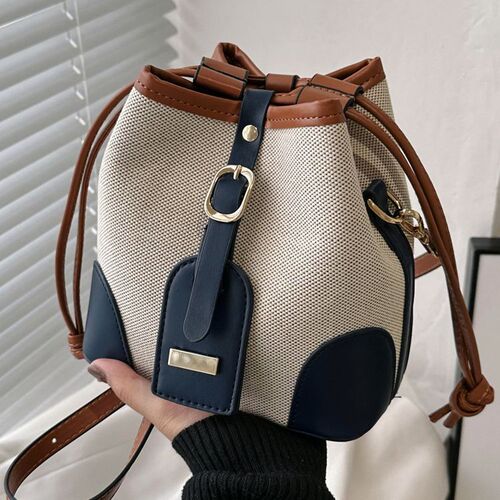 Luxury Canvas Contrast Color Crossbody Bucket Bag for Women - Summer 2024 New Trendy, Niche Design, Versatile Single Shoulder Bag