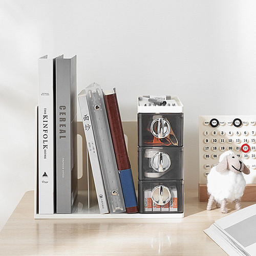Simple bookshelf desktop bookshelf storage box light luxury fashion office student desktop books and stationery organization
