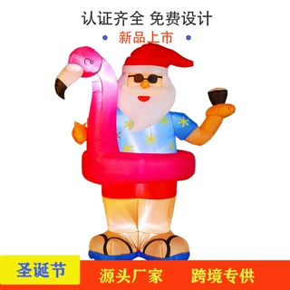 巨型圣诞节充气圣诞老人LED灯花园装饰亚马逊热卖充气卡通气模
