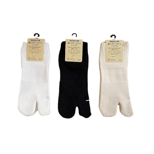 Japanese plain two-toe socks, breathable mesh terry tabi socks, sports and leisure flip-flops, men's boat socks, cotton