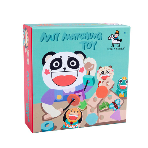 Young children early education animal beading string screw assembly game wooden disassembly shape matching educational toys
