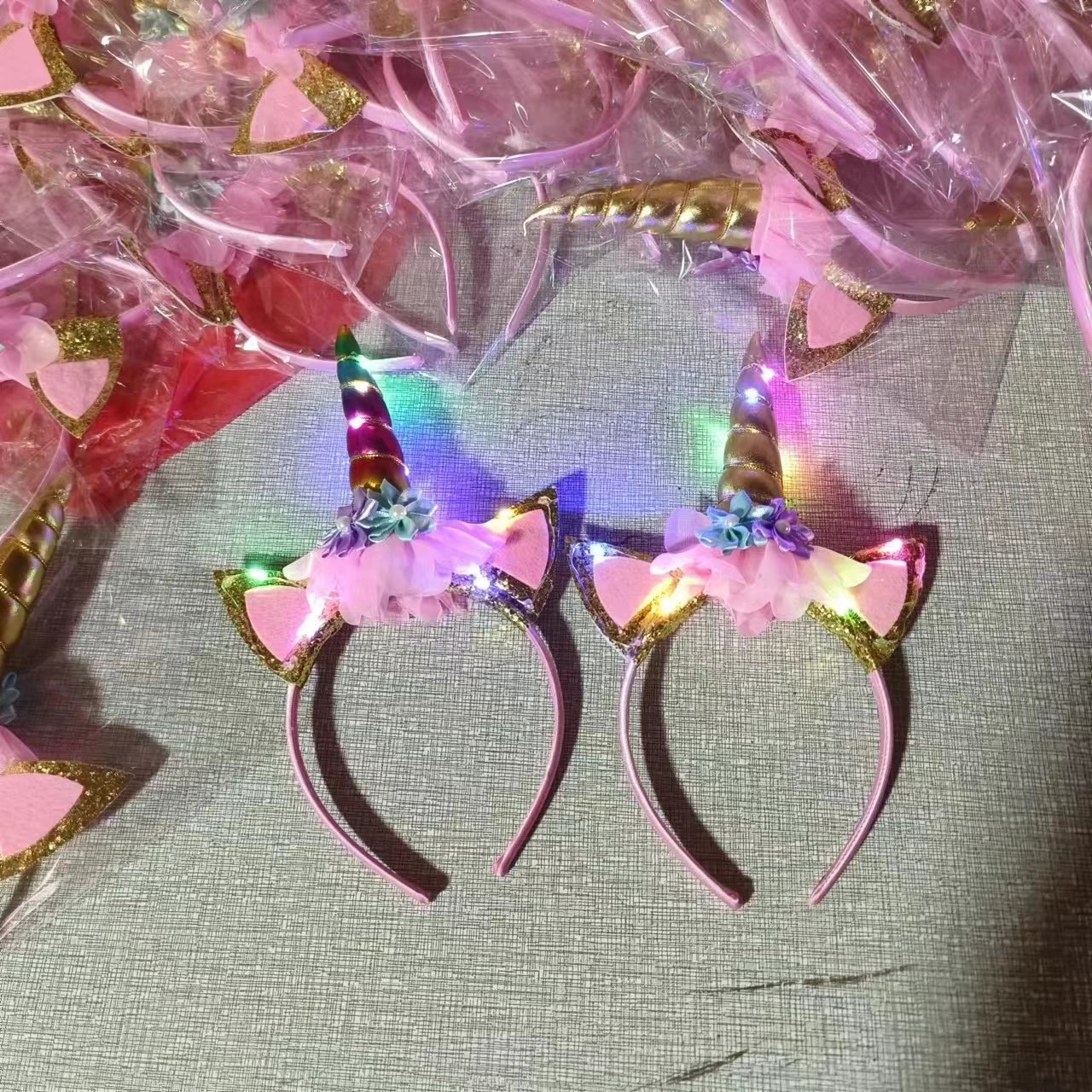 Unicornio de Halloween para niños con diadema de luz fiesta de cumpleaños transfronterizo Amazon