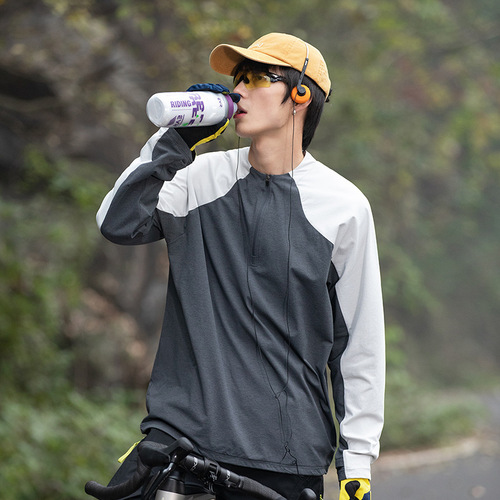 Men's Spring Half-Zip Long-Sleeve Mountain-Style Fashionable Breathable Elastic Outdoor Casual Sports Top