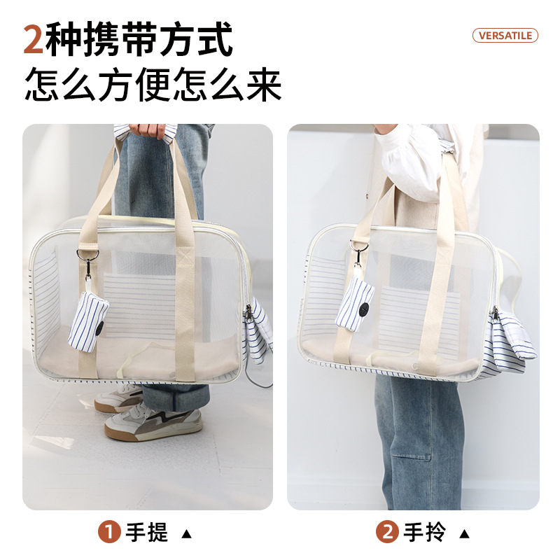 Bolso para gatos a rayas de moda de un solo hombro para salir, bolso para gatos domésticos transpirable de gran capacidad, bolso para perros de transporte de malla