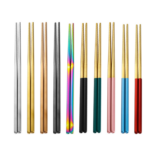 Stainless steel chopsticks, home use anti-slip, commercial use chopsticks, one person one chopstick, home use metal chopsticks, colored public chopsticks, single person set