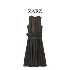 ZARZ 自制 欧美风 新款女装 配腰带拼接迷笛连衣裙1165/199/505