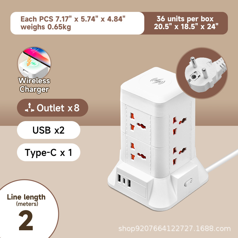 Estándar europeo-2 metros-2 capas/USB/carga inalámbrica