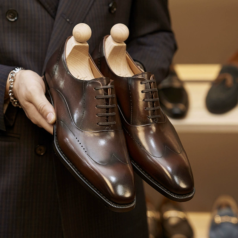 Мужская бизнес-обувь Bullok первый слой кожи удобная и дышащая обувь Оксфорд модная мужская обувь с круглой головкой