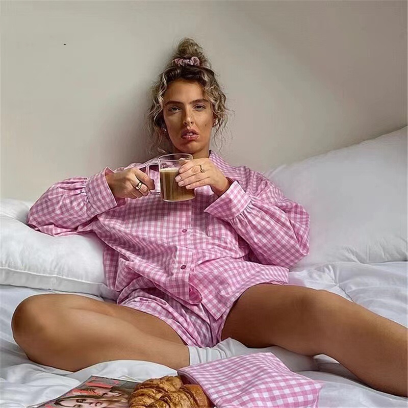 AliExpress Amazon Casual Solid Color Long Sleeve Shirt Top Wide Leg Pants Two-piece Loose High Waist Shorts suit AliExpress Amazon Casual Solid Color Long Sleeve Shirt Top Wide Leg Pants Two-piece Loose High Waist Shorts suit
