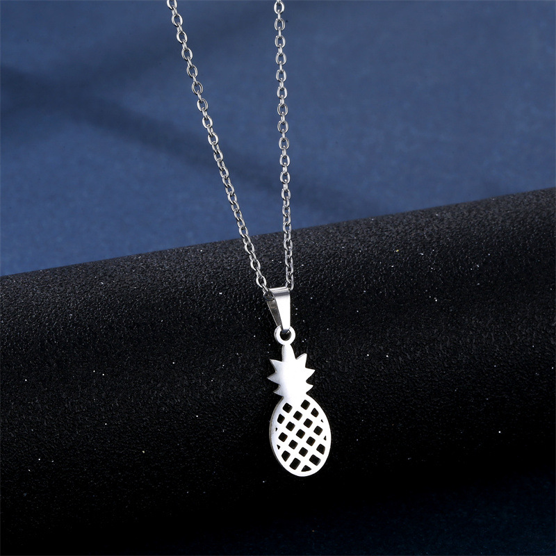 fashion simple hollow pineapple stainless steel necklace earrings