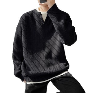 2026秋季新款宽松套头加厚保暖运动风青少年男式针织衫毛线毛衣图片