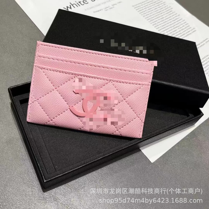 D Diamond Label 5 Card Caviar Stitching In-Stock Luxury Brand Small Chanel Card Holder Wallet Coin Purse Organizer Quilted Pattern D Diamond Label 5 Card Caviar Stitching In-Stock Luxury Brand Small Chanel Card Holder Wallet Coin Purse Organizer Quilted Pattern