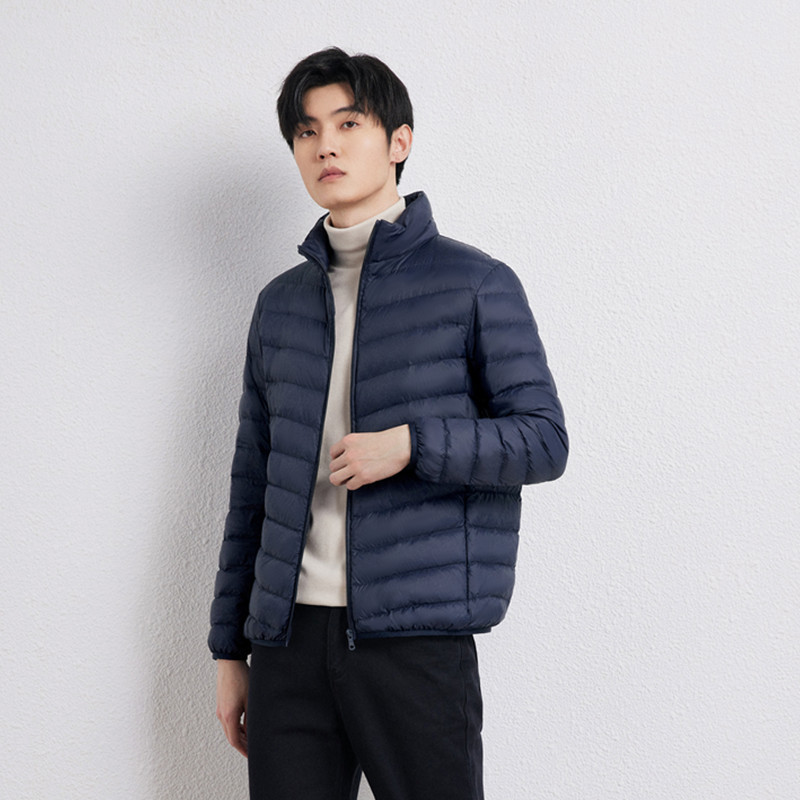 2025 New Lightweight down Jacket for Men, Short Style with Stand Collar, Autumn and Winter, 90% White Duck Down, Loose Fit, Casual Trendy Coat