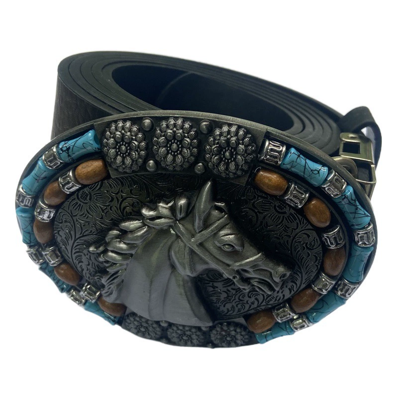 BULLZINE цинковый сплав Western Denim пряжка для ремня с головой лошади 03764-1 Ретро Повседневная Пряжка Для Ремня