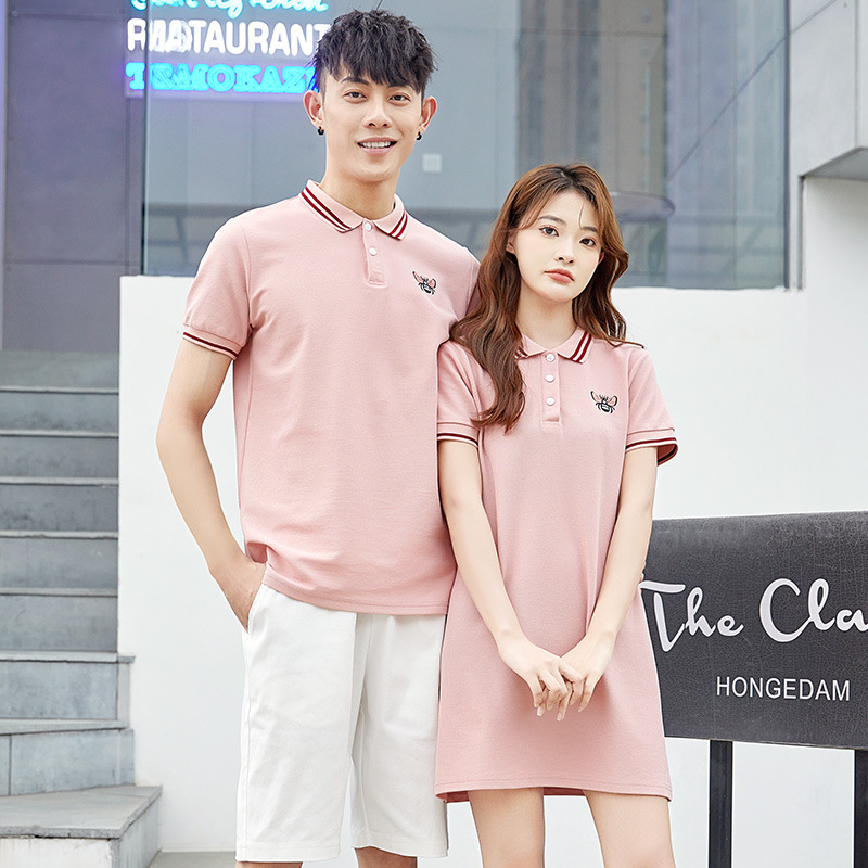 (2개) 하이 엔드 리틀 비 자수 폴로 셔츠 커플 패션 반팔 티셔츠 2023 여름 새로운 캐주얼 옷깃
