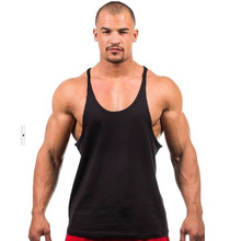 欧美 基础健身健美运动训背心 棉质 无印花背心 男