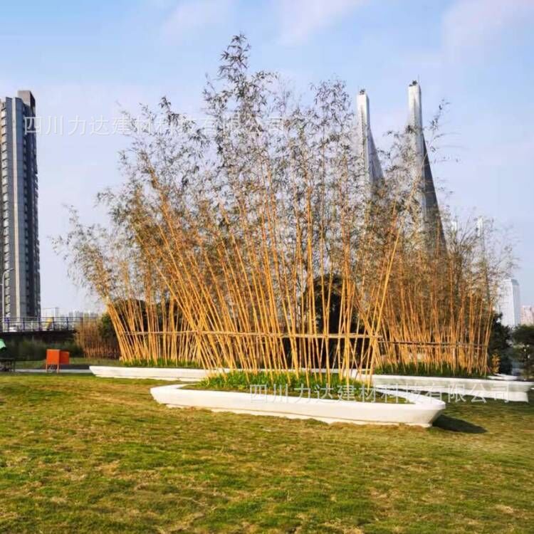 四川宜宾城市公园项目UHPC仿石材质坐凳花池花坛 力达种植池景观