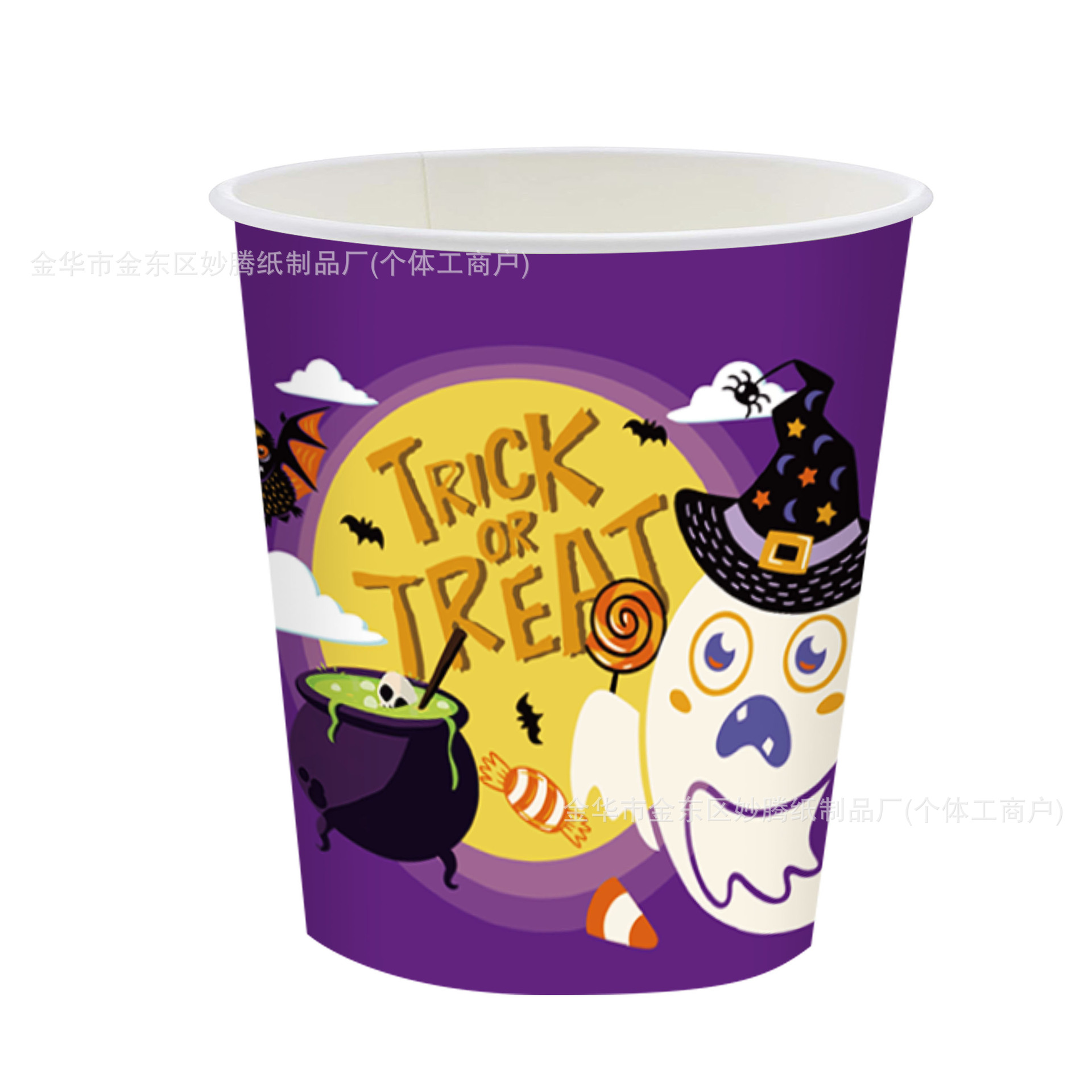 Nuevos productos transfronterizos Calabaza de Halloween con fondo púrpura Cementerio Calavera Vajilla desechable Fiesta Fiesta Plato de papel desechable