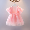 Small princess costume, children's dress with bow, girl's skirt, with short sleeve, Korean style