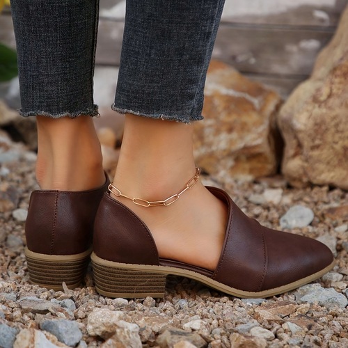 Women's Brown Elegant Pointed Toe Ankle Boots