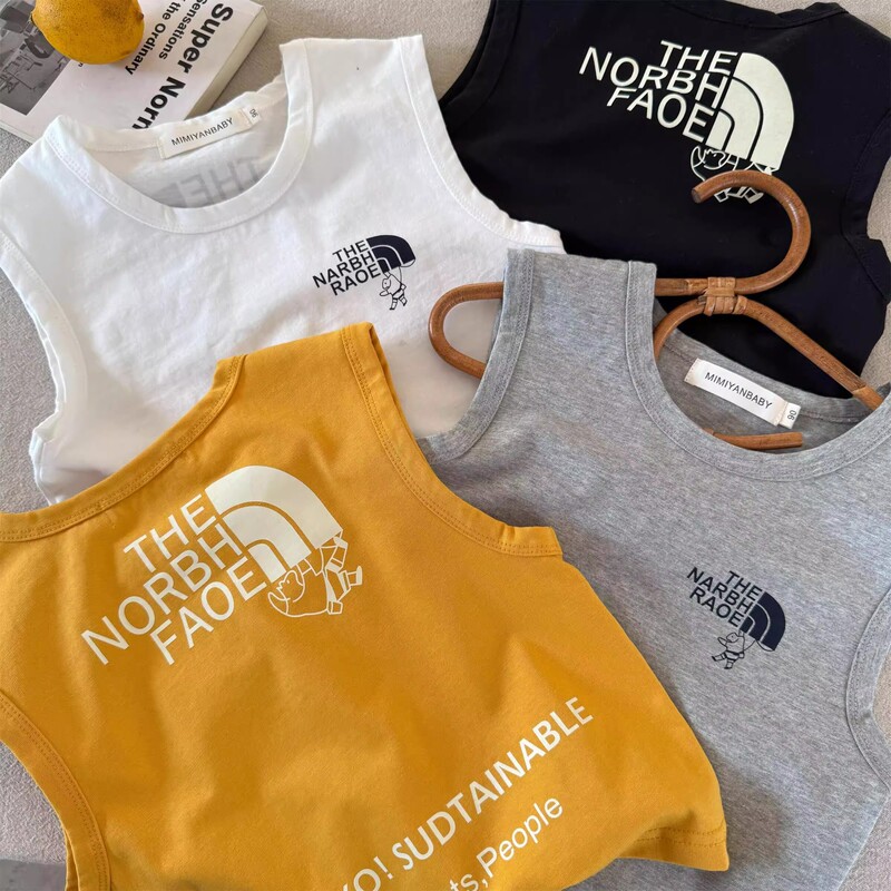 Children's A vest 2025 summer children's baby vest small and medium-sized boys tide brand letter sleeveless shirt wholesale