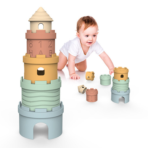 Amazon's new Jenga teether baby grip anti-eating hand teether pile of Jenga castle children's toys