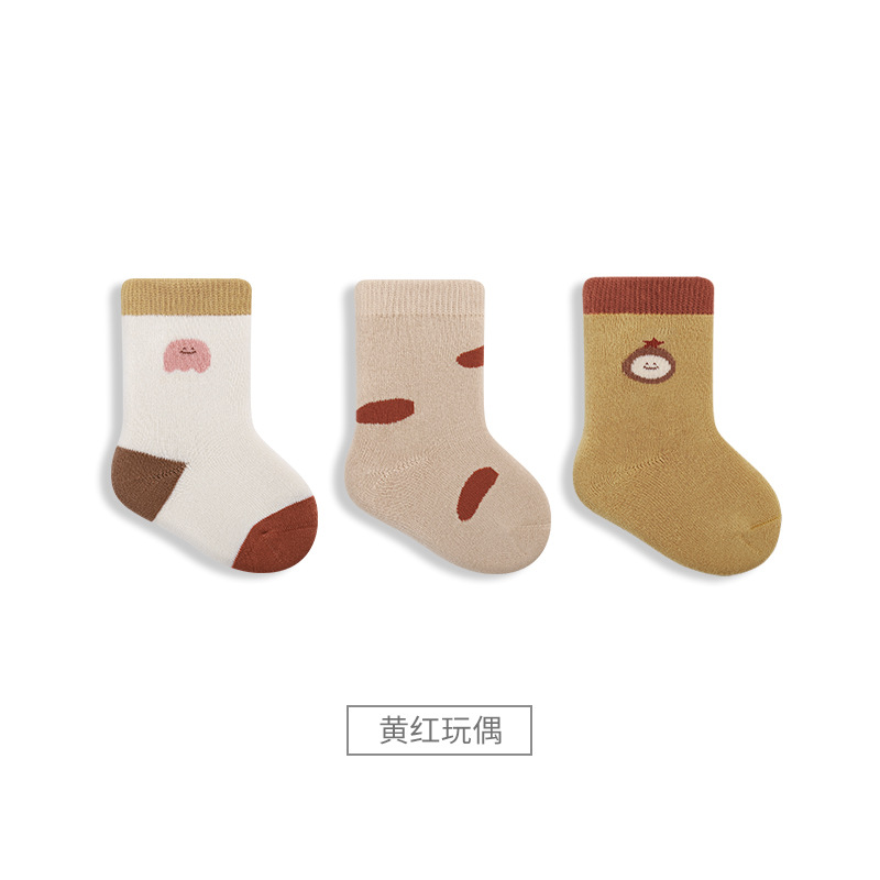 2023 Otoño e Invierno Nuevos calcetines para bebés engrosados Terry cálido bebé recién nacido dibujos animados boca suelta sin hueso calcetines de media pantorrilla