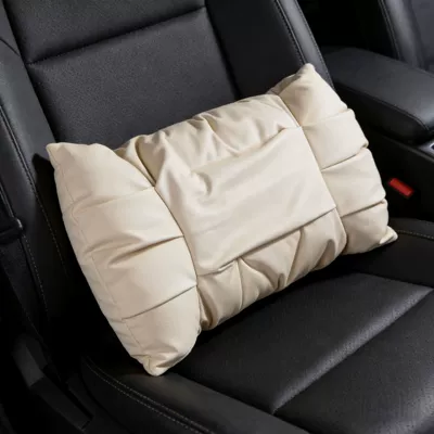 Headrest, and Lumbar Support, Suede Leather - pearl-white-bubble-suede-lumbar-support-pillow
