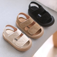 宝宝夏季凉鞋新款婴儿软底学步鞋男童包头防踢沙滩鞋魔术贴1-3岁