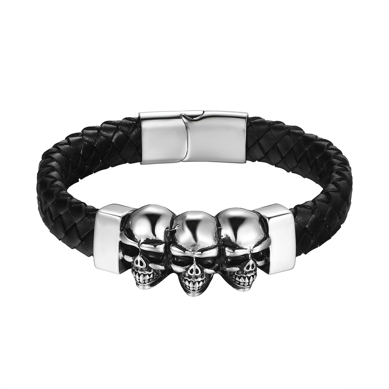 Men's Braided Leather Bracelet Waterproof And Hypoallergenic_voghion.com