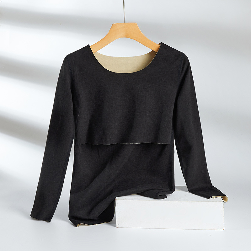 孕妇德绒衣秋衣秋裤套装秋冬哺乳上衣喂奶月子服护肚打底衣孕期|undefined