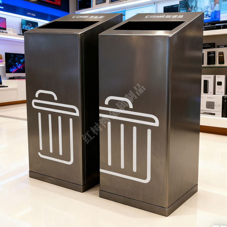 室内商场不锈钢垃圾桶垃圾桶 直投口抽拉式果皮箱厂家 金属垃圾箱