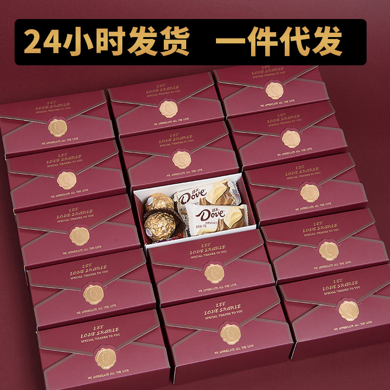 Wholesale souvenir box, simple ins style wedding candy box, creative Korean empty box, golden champagne color gift box