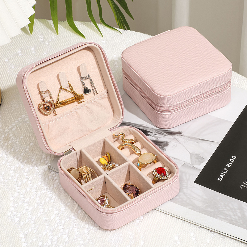 PU Earring Storage Box Necklace Jewelry Organizer Ring Earring Small Jewelry Box Portable Jewelry Storage Case