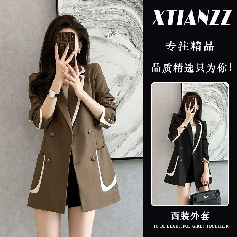 European Station Suit Jacket 2024 Spring and Autumn New Hong Kong-style Professional Commuting Loose Slimming All-match Small Suit Women's Trendy European Station Suit Jacket 2024 Spring and Autumn New Hong Kong-style Professional Commuting Loose Slimming All-match Small Suit Women's Trendy