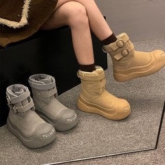 开口笑雪地靴男女同款美式丑萌大头马丁靴冬季加绒保暖情侣东北大