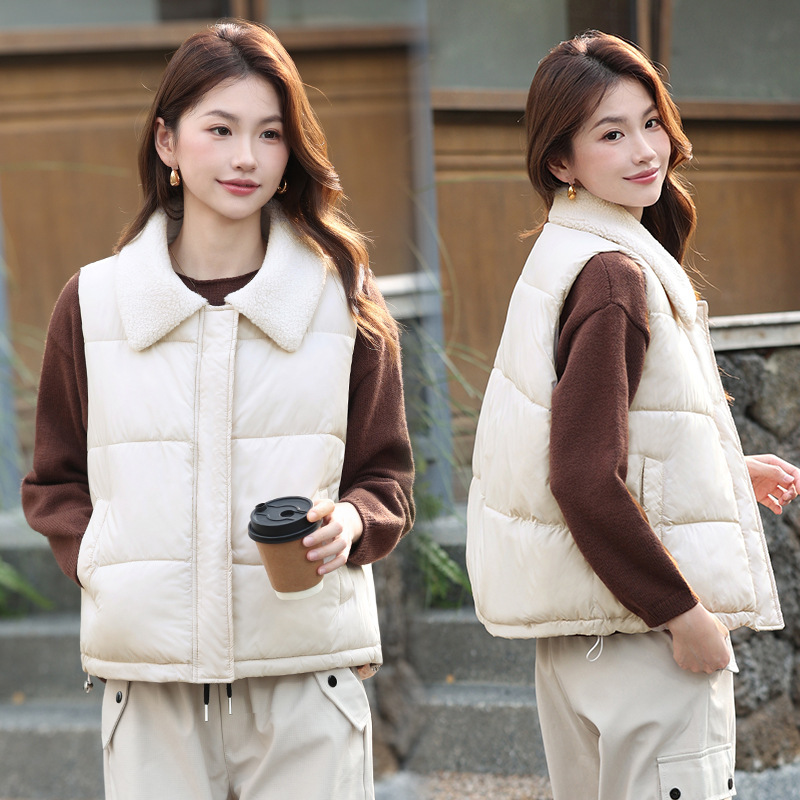 Algodón chaleco mujer otoño y invierno 2025 nuevos productos coreanos con la solapa vestimenta de algodón estilo europeo y americano chaleco de hombro chaqueta de moda image 3