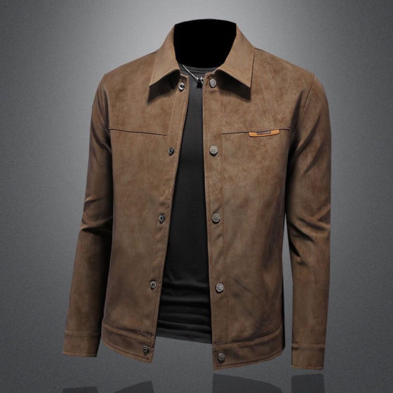 European Station Suede New Jacket Men's Spring and Autumn high quality Fashion Korean Style Slim Fit Leather Casual Jacket Trendy