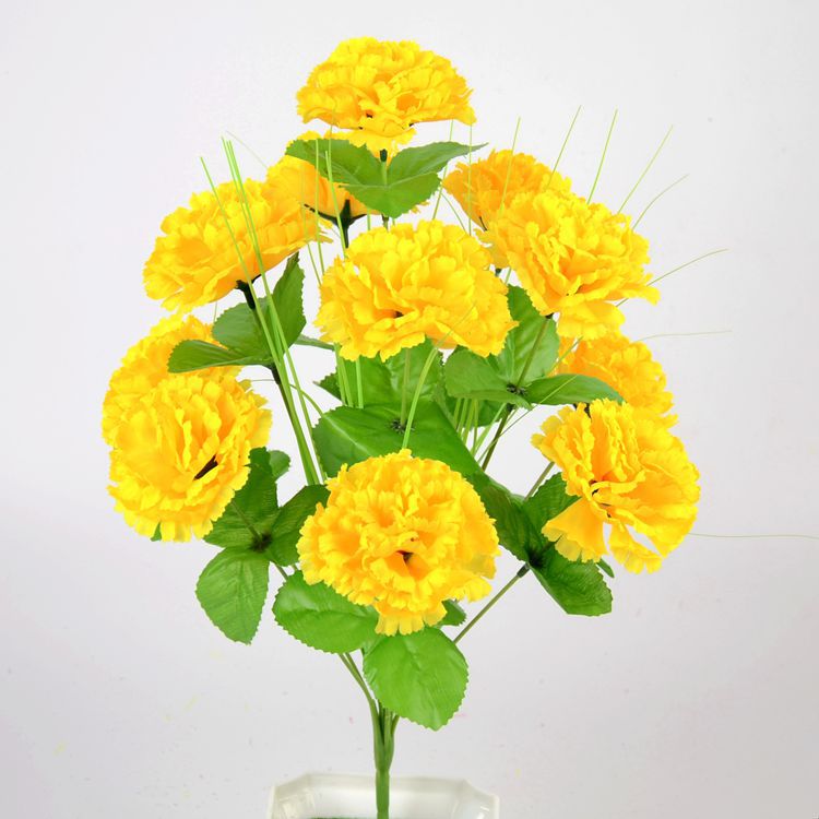 Henan Photos Pantalla Flor artificial 12 Clavel de rama verde afrutado Decoración Flor Ramo del Día del Maestro