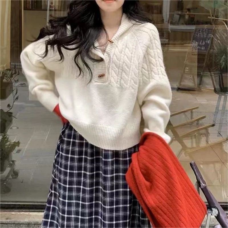 2024 осень и зима новый темперамент ленивый нежный ветер свитер