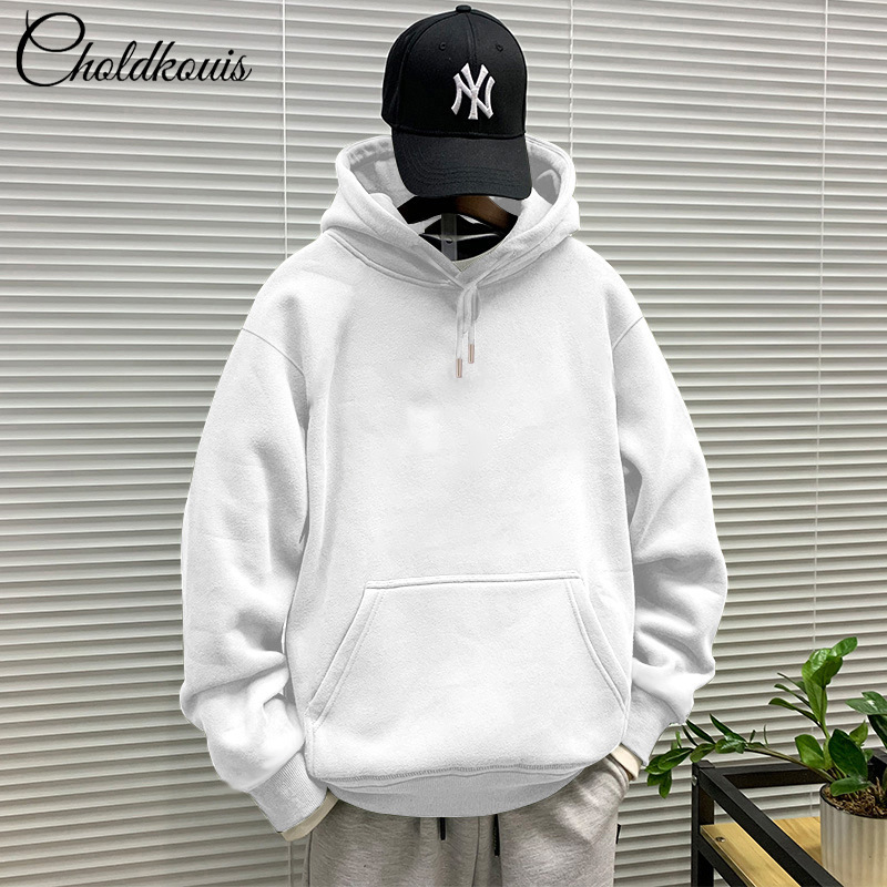 헤비 후드 스웨터 남자 2024 새로운 가을과 겨울 얇은 기모 두꺼운 남자와 여자의 느슨한 후디 패션 커플 재킷