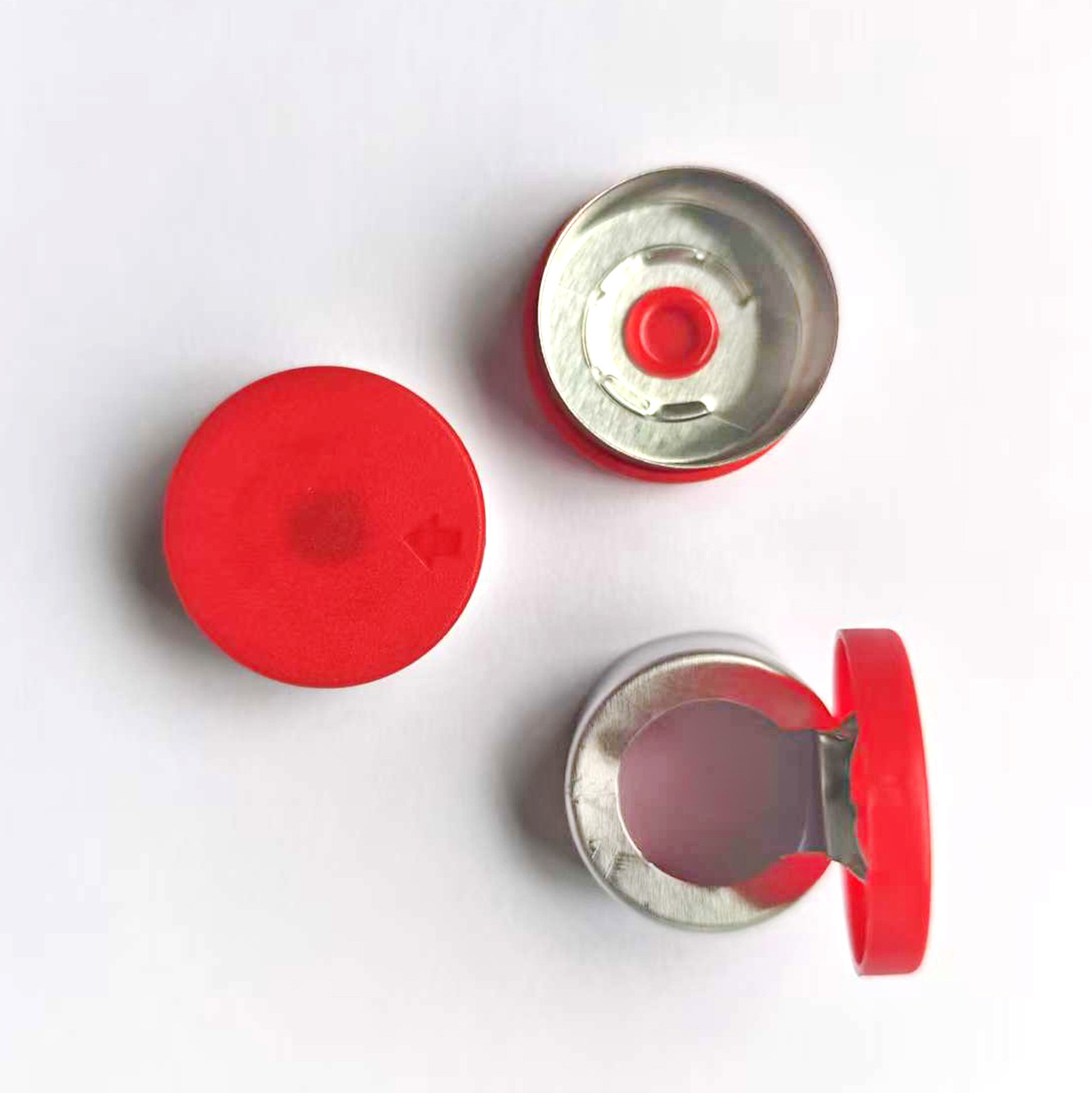 Venta directa de fábrica de 20 tipos de tapas de aluminio-plástico esmeriladas, tapas compatibles para viales, tapas azules a presión para botellas hechas de aluminio.